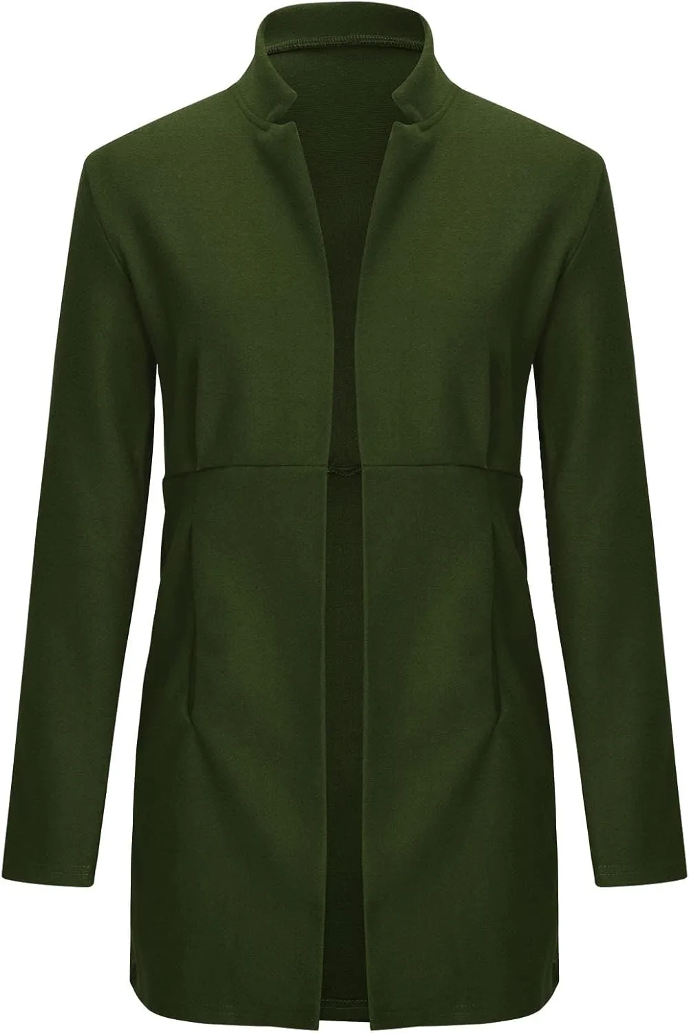 YRAETENM Women's Stand Collar Jacket Fall Winter Warm Wool Blend Pea Coats Slim Fit Business Office Long Cardigan Outwear