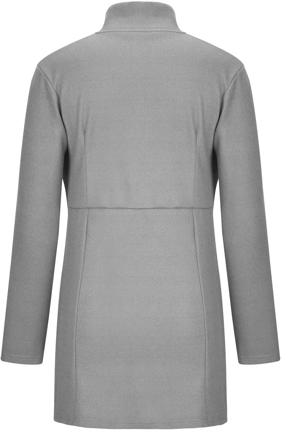 YRAETENM Women's Stand Collar Jacket Fall Winter Warm Wool Blend Pea Coats Slim Fit Business Office Long Cardigan Outwear