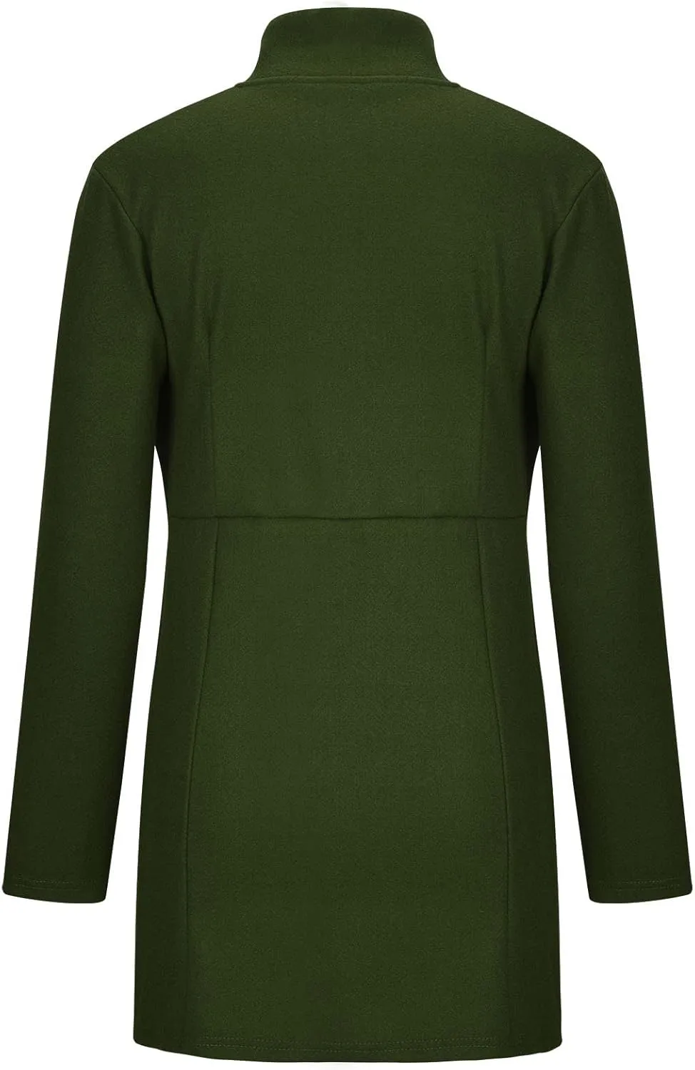YRAETENM Women's Stand Collar Jacket Fall Winter Warm Wool Blend Pea Coats Slim Fit Business Office Long Cardigan Outwear