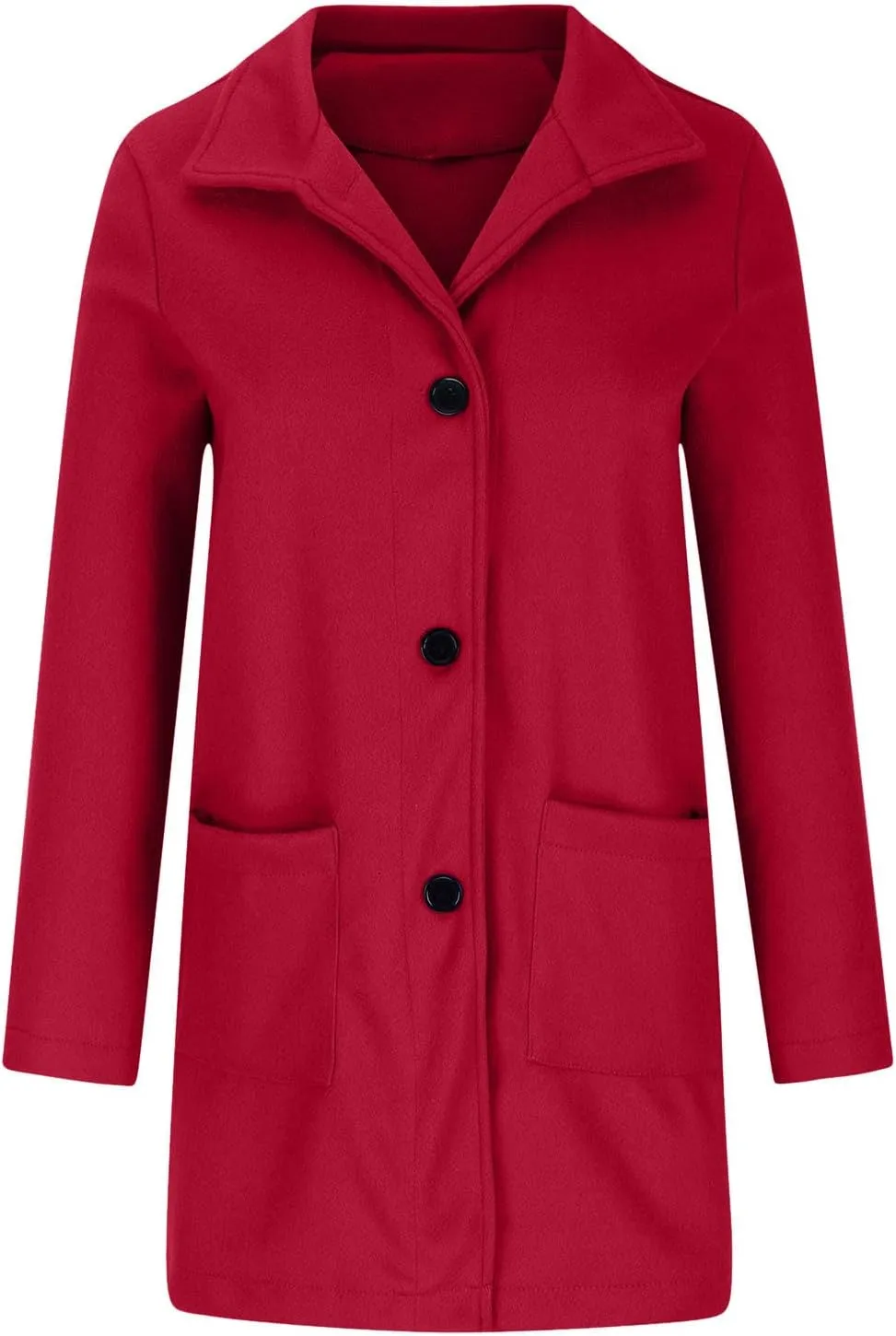 YRAETENM Women's Winter Wool Blend Pea Coat Stand Collar Single Breasted Jackets Casual Trench Coat Overcoat with Pockets