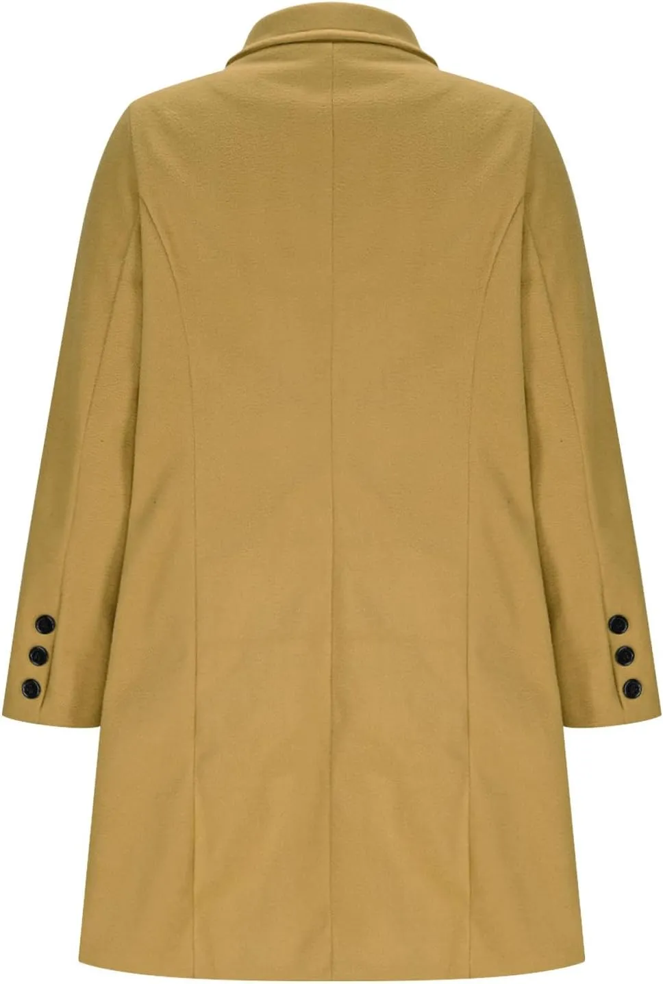 YRAETENM Women's Winter Wool Coats Elegant Notched Lapel Double Breasted Pea Coats Classic Mid-Length Trench Coats Jackets
