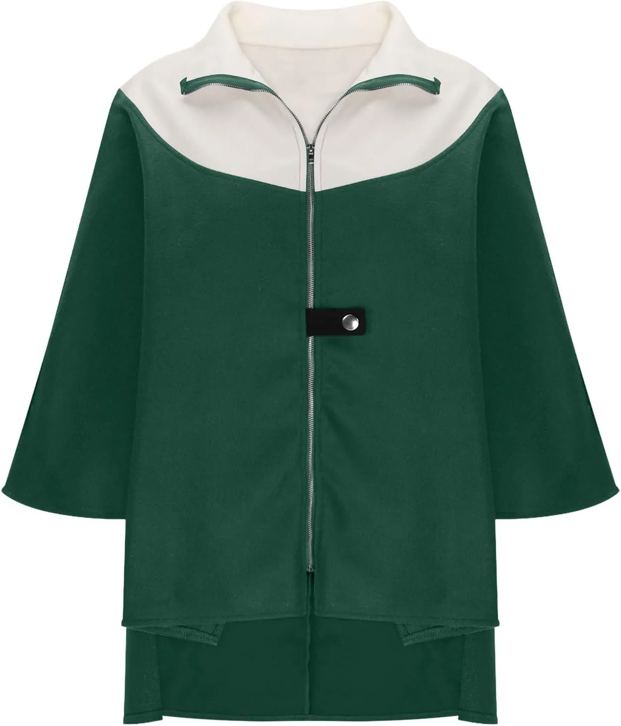 YRAETENM Womens Wool Coat Casual Color Block Stand Collar Trench Coat Fall Winter Lightweight Coatigan Zipper Wool Jackets