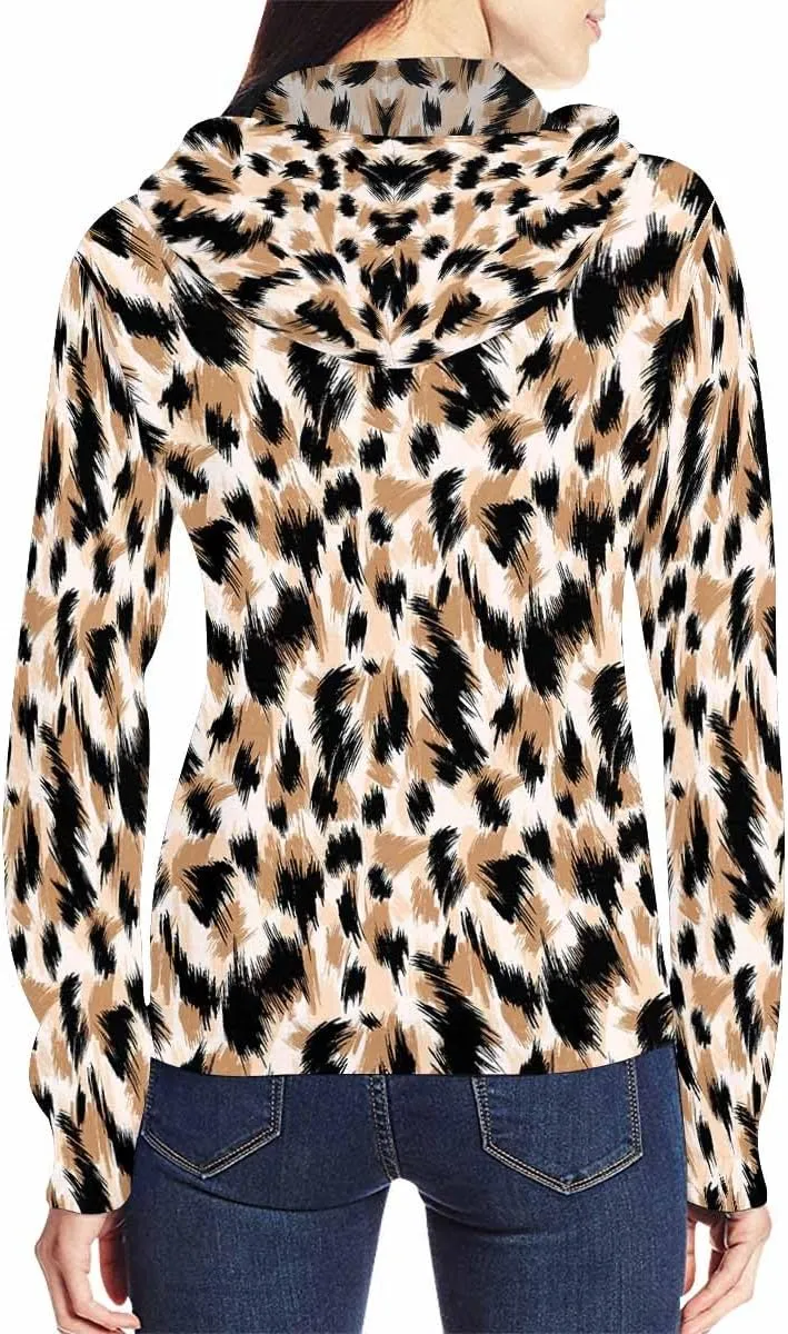 Zip Up Hoodie Women Animal Pattern Women'S Zip Up Hoodie Long Sleeve Hooded Sweatshirts Pockets Jacket Coat