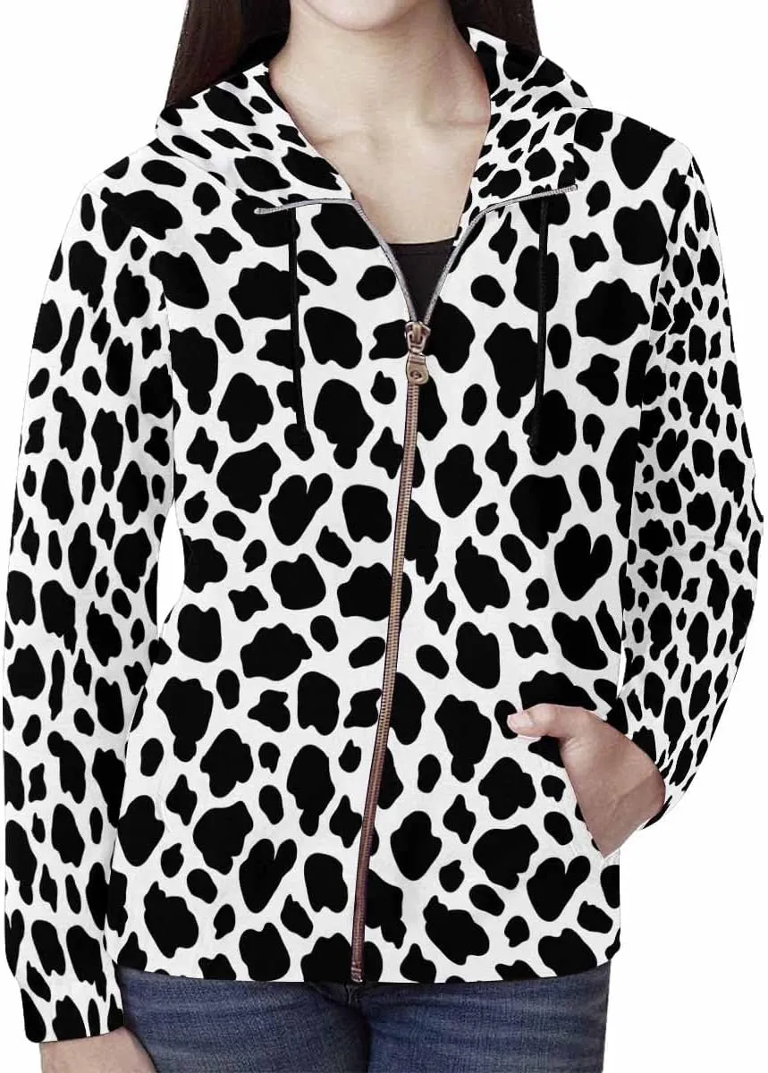Zip Up Hoodie Women Animal Pattern Women'S Zip Up Hoodie Long Sleeve Hooded Sweatshirts Pockets Jacket Coat