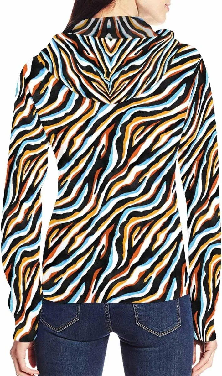 Zip Up Hoodie Women Animal Pattern Women'S Zip Up Hoodie Long Sleeve Hooded Sweatshirts Pockets Jacket Coat