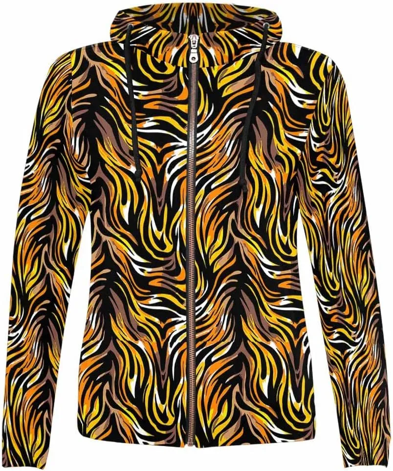Zip Up Hoodie Women Animal Pattern Women'S Zip Up Hoodie Long Sleeve Hooded Sweatshirts Pockets Jacket Coat