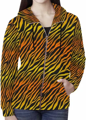 Zip Up Hoodie Women Animal Pattern Women'S Zip Up Hoodie Long Sleeve Hooded Sweatshirts Pockets Jacket Coat