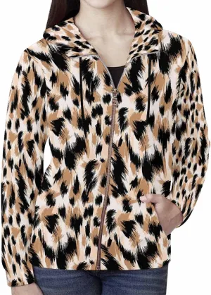 Zip Up Hoodie Women Animal Pattern Women'S Zip Up Hoodie Long Sleeve Hooded Sweatshirts Pockets Jacket Coat