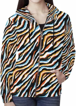 Zip Up Hoodie Women Animal Pattern Women'S Zip Up Hoodie Long Sleeve Hooded Sweatshirts Pockets Jacket Coat