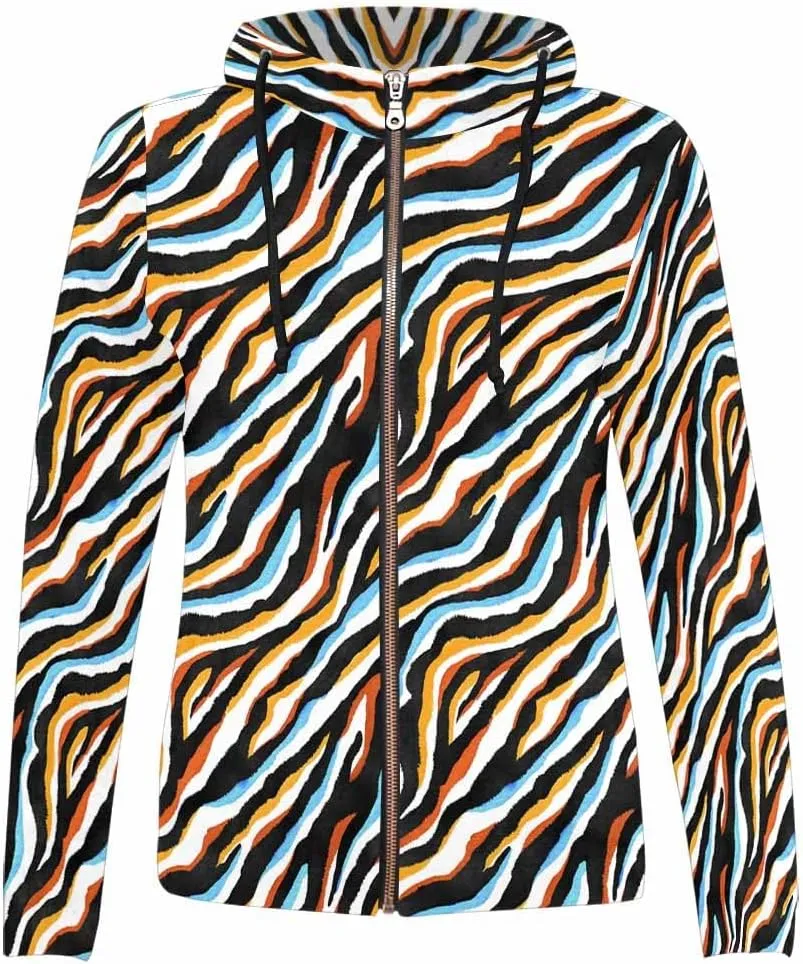 Zip Up Hoodie Women Animal Pattern Women'S Zip Up Hoodie Long Sleeve Hooded Sweatshirts Pockets Jacket Coat