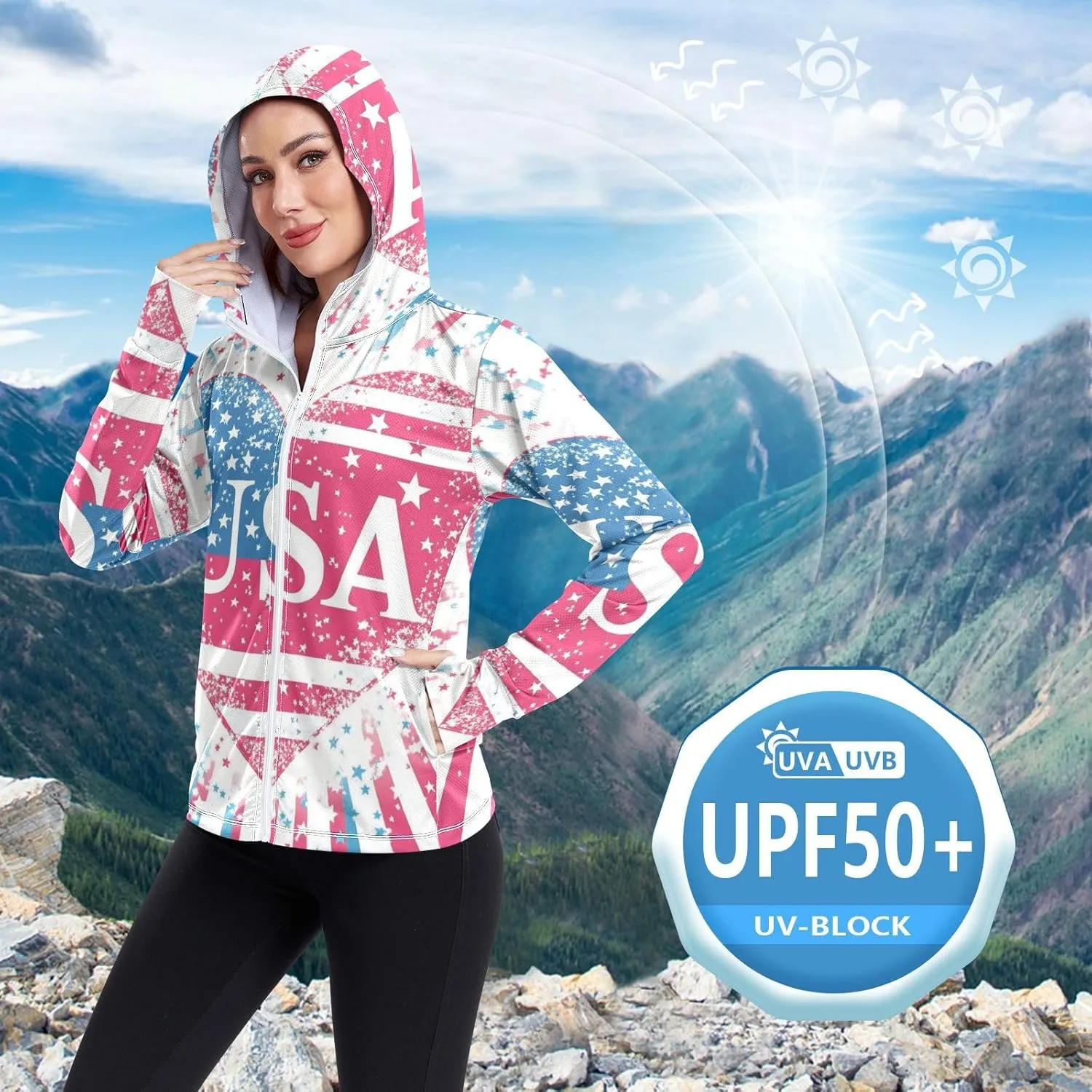 Zip Up Hoodies with Pockets Cool Shirts For Women UPF 50  Protection Zip Up Jacket Hiking Outdoor
