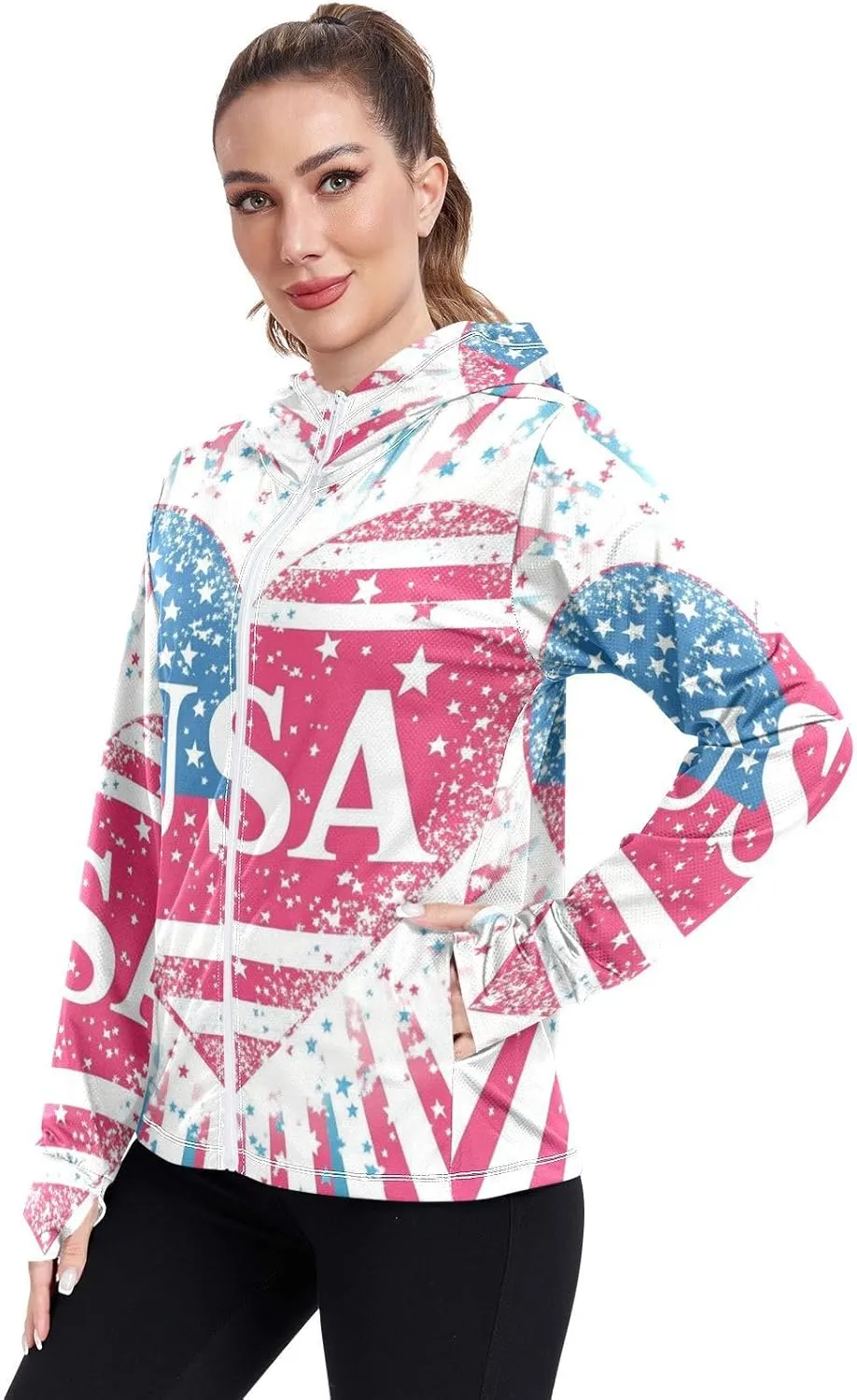 Zip Up Hoodies with Pockets Cool Shirts For Women UPF 50  Protection Zip Up Jacket Hiking Outdoor