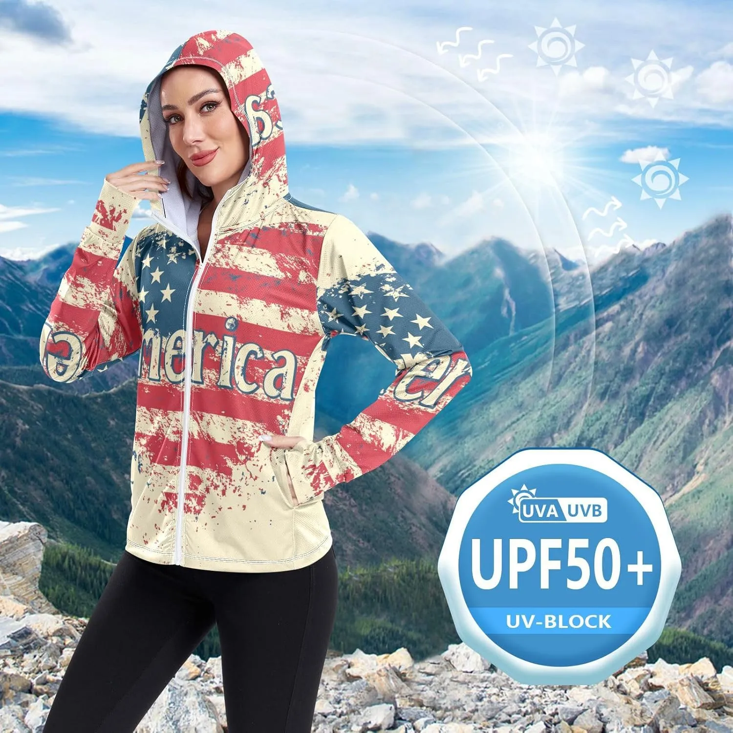Zip Up Hoodies with Pockets Cool Shirts For Women UPF 50  Protection Zip Up Jacket Hiking Outdoor
