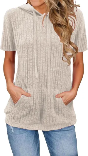 ZWRXW Womens Summer Tops Short Sleeve Cable Knit Sweater Tops Lightweight Fashion Comfortable Hoodies Casual T Shirts Tunics